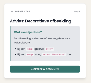 Schermafbeelding van de Alt-tekst Keuzehulp die het advies toont voor een complexe afbeelding.