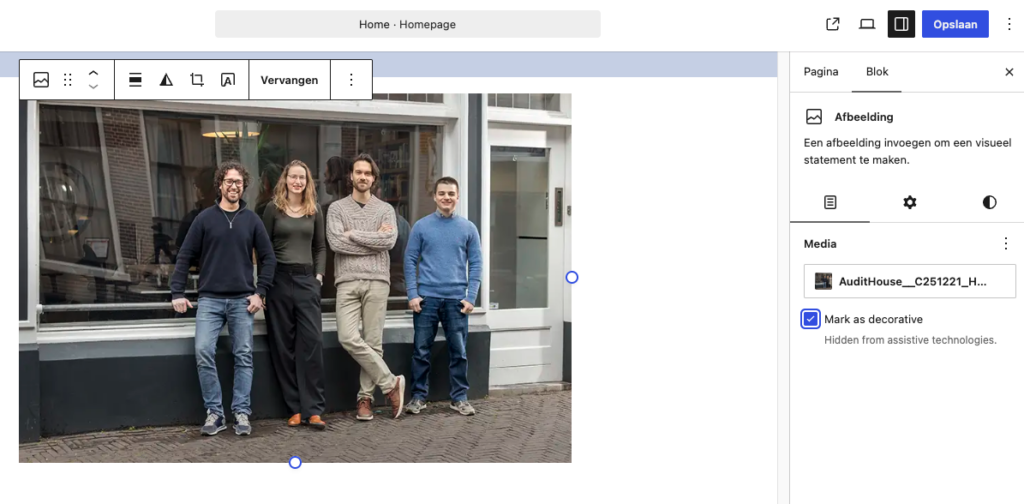Dezelfde afbeelding, maar nu staat het vinkje aan